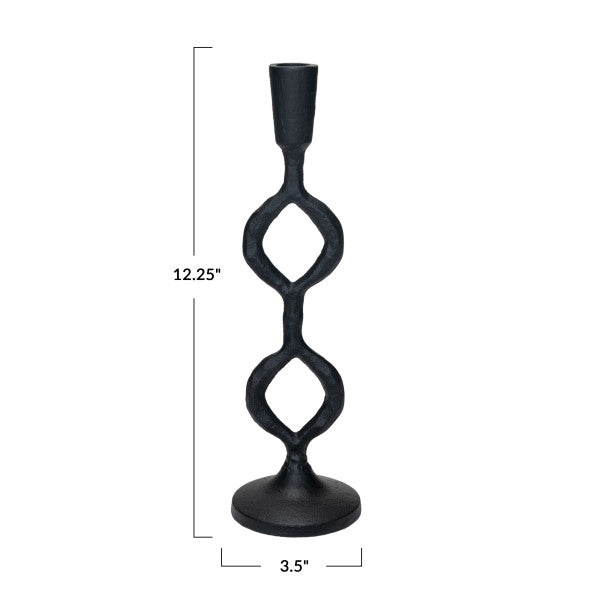 Black Decorative Cast Metal Taper Candle Holder